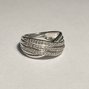 Sterling Silver Diamond Pavé Crossover Ring